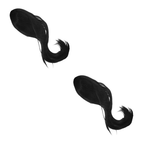 2Stk Schwarze Qing Perücke Männer Hochtemperaturfaser Styling 1