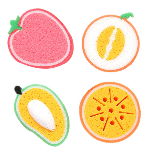 4Pièces Éponges Cuisine Antirayures Forme Fruit Multicolores 2