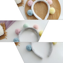 2Pièces Accessoires Pompons Peluche Colorés Bandeau Pratique