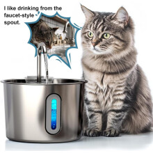 (inclusief 2 filters) OYES 2,2L ronde automatische kattenwaterfontein van roestvrij staal met