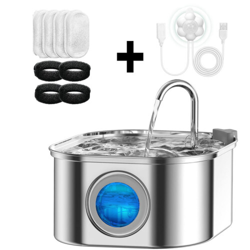 (Combinazione E) Distributore d'acqua per gatti con finestra trasparente e sensore 3,2 l/108 oz Super 2