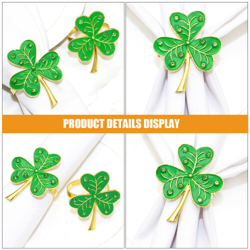 4Pièces Rond Serviette Shamrock Vert Métal Décor Party St Patrick