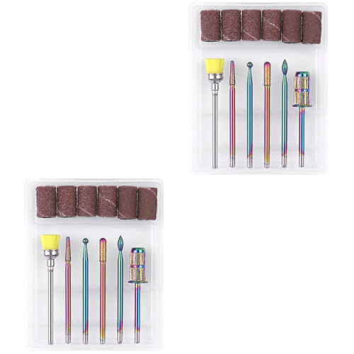 2Sets Wolframstahl Nagelfeilen Set Multifunktional Polier Fräser 2