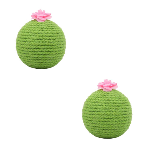 2Sets Stabiele Jute Kattenkrabbal Met Bal 1