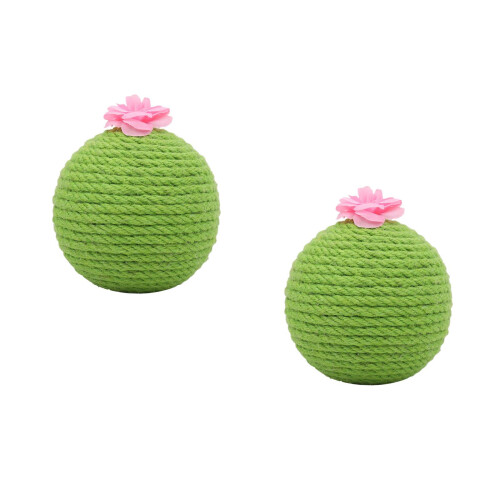 2Sets Stabiele Jute Kattenkrabbal Met Bal 2