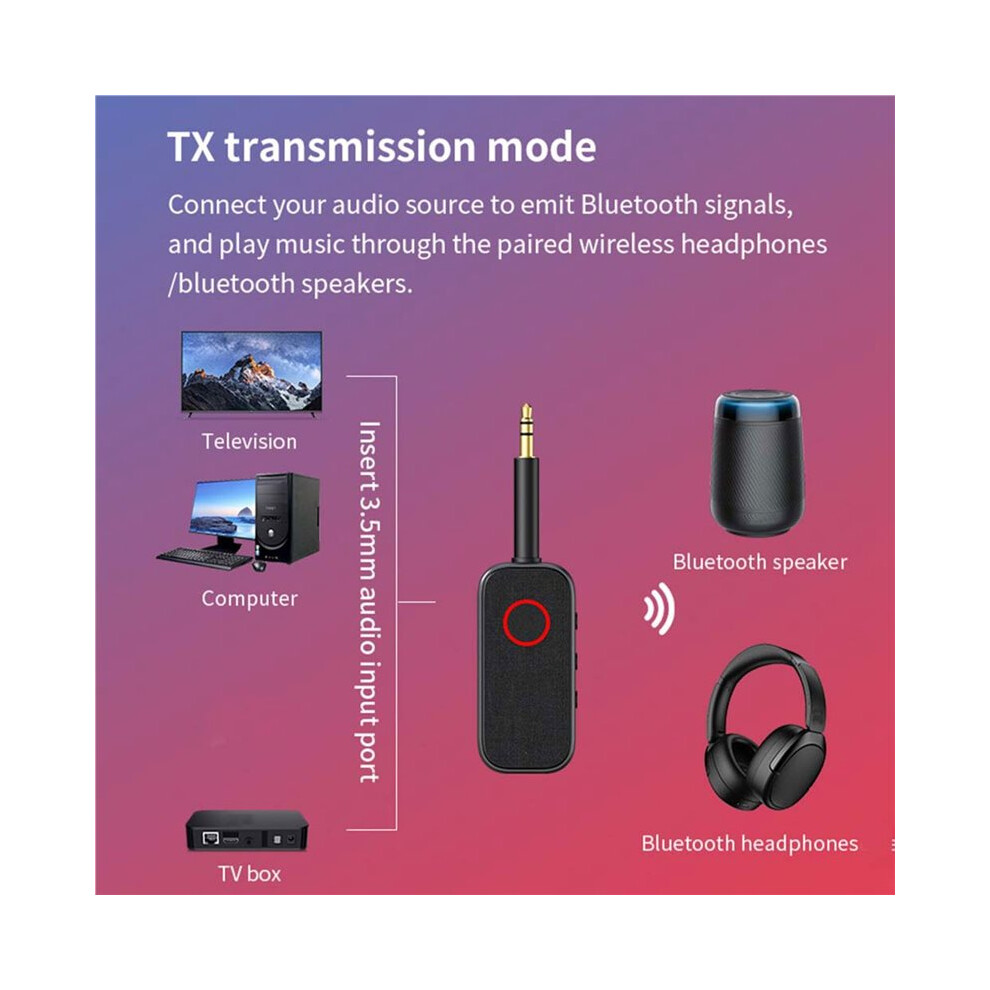 6.0 Receiver Transmitter 3.5Mm Aux Jack Airplane Travel Headset Audio Converter For Car Tv Computer 4713746210249