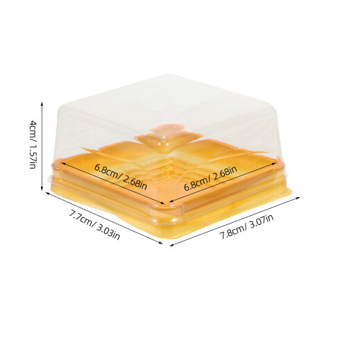 3Sets Vierkante Gouden Moon Cake Box Pet Plastic Sterk Sluit 1