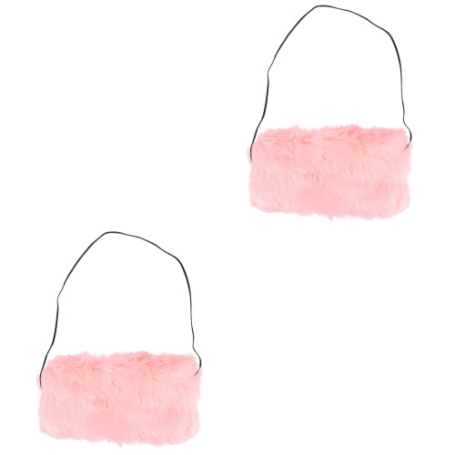 2Stk Handmuffs Rosa Kunstfell Für Kalte 1