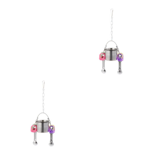 2Pièces Suspendue Perroquets Acier Inoxydable Argentée 1