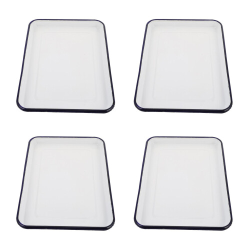 4Pièces Plat Rétro Émaillé Rectangle Résistant Haute Température