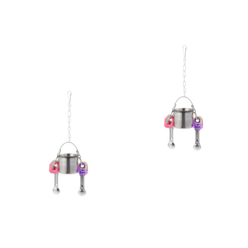 2Pièces Suspendue Perroquets Acier Inoxydable Argentée 2