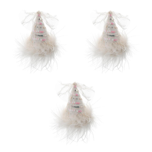 3Pièces Barrette Chapeau Plume Paillettes Accessoires 2