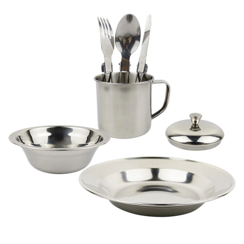 1Set Camping Kookset Portable Roestvrijstaal Ergonomisch 1