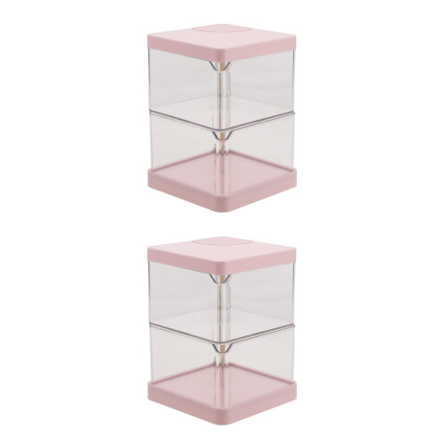 2St Multilayer Make-Up Organizer Roze Draaibaar Sieraden Box Desktop 2