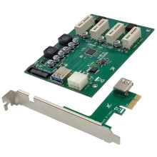 Carte D'Extension PCIe 1 Vers 4 Emplacements PCI Express 1X ITX Vers Carte Multiplicatrice de PCIe Externe 4 Emplacements PCI-E ASM1184e