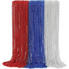 50PCS July 4th Round Bead Necklaces, Suitable for Independence Day Party Celebrations(Slightly More Stripes)