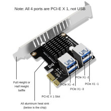 PCI-E Riser Card 1 Naar 4 PCI Express X1-Slots 4 Poorten PCIE 1X-Adapter Grafische Kaartuitbreiding ASM1184E Multiplier Card