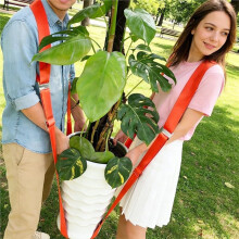 Planter Transport Straps - Garden Lifting Straps with Rim Hooks and Non-Slip Handles for Flower Pots, Planters, Stones