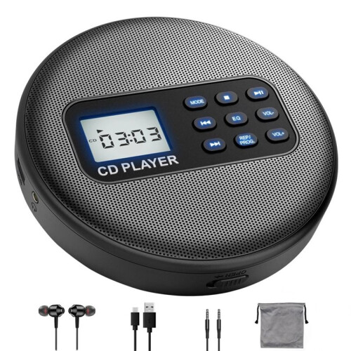 Draagbare  Cd-Speler met Luidsprekers, Oplaadbare Discman Cd-Walkman met Hoofdtelefoon