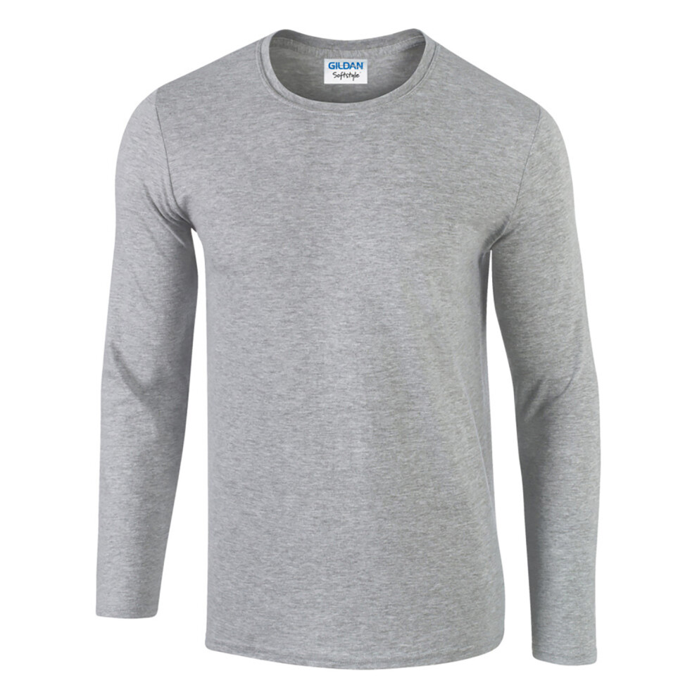 Gildan (L, Sport (Rs)) Mens Soft Style Long Sleeve T-Shirt Grey