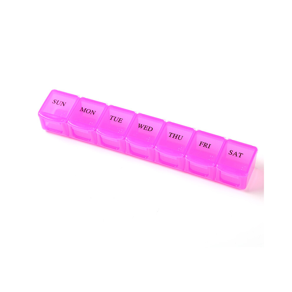 Stoyotu (Pink) New Weekly Portable Travel Pill Cases Box 7 Days Organizer 7 Grids Pills Container Storage Tablets Vitamins Medicine Fish Oils