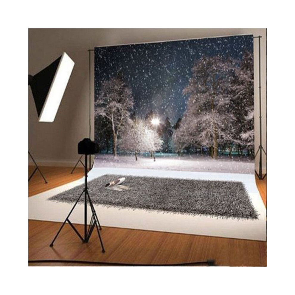 (3X5 Feet) Night Winter Snow Landscape Photography Background Cloth Photo Scenery Props 695853194138
