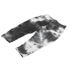 Schwarz-Tie-Dye Schnelltrocknende kurz geschnittene Yoga-Leggings Größe L