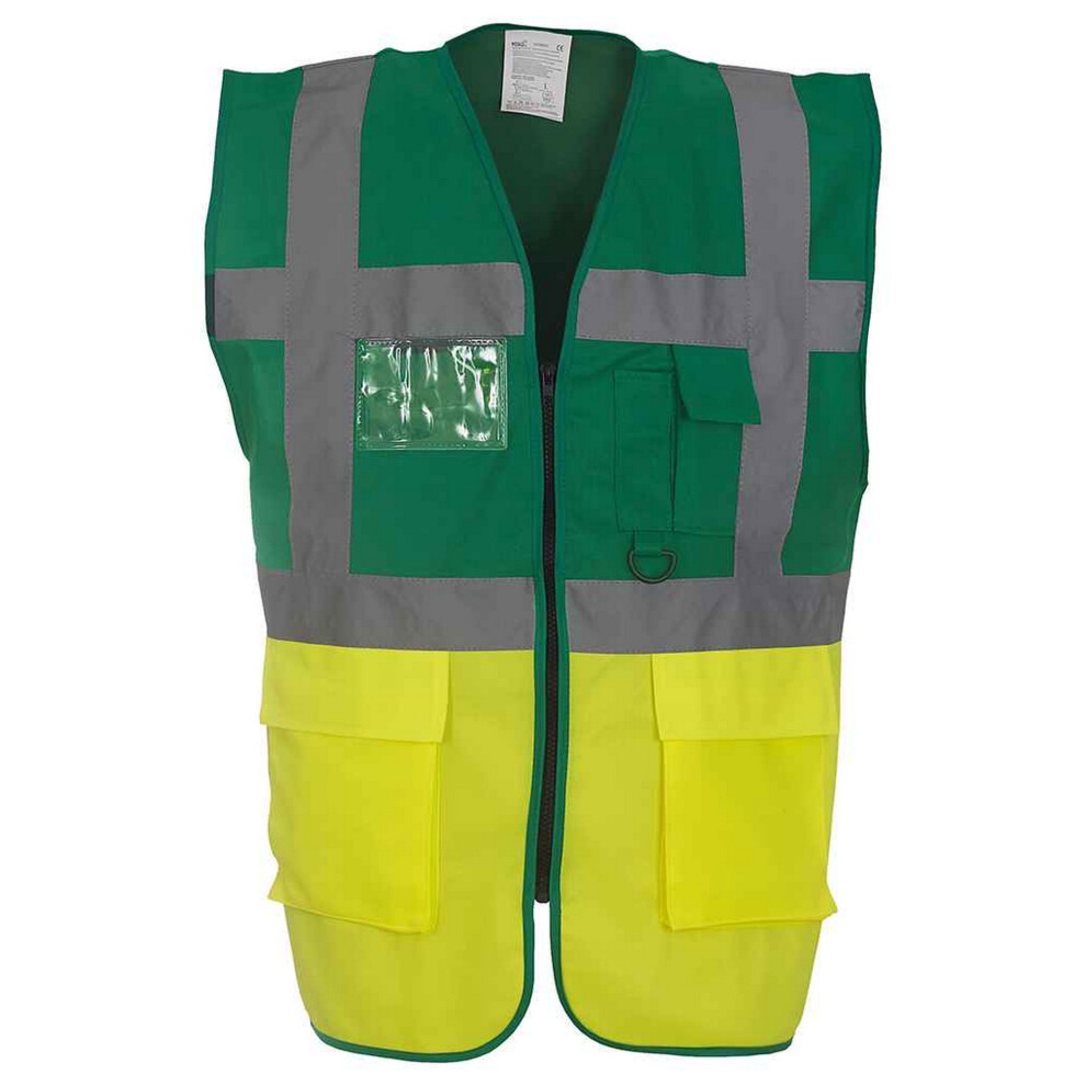 (3Xl, Paramedic Green/Yellow) Yoko Unisex Adult Executive Hi-Vis Waistcoat 5063527581549
