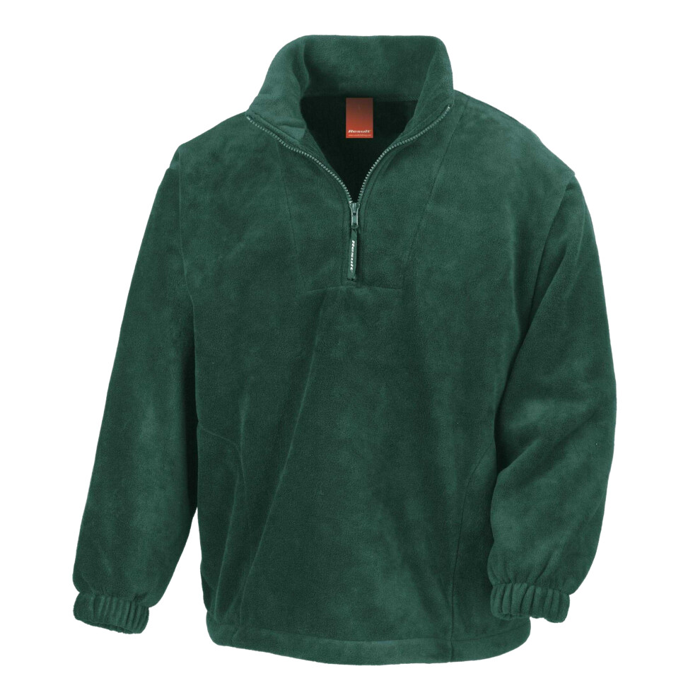 Result (M, Forest ) Unlined Active 1/4 Zip Anti-Pilling Fleece Top Green