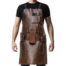 Synthetic Leather Chef Cooking Apron for Men, CrossBack Apron for All-Day Comfort for Kitchen
