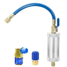 Voor R134A / R12 / R22 Airco-Olie- en Kleurstofinjectiegereedschap - A/C-Koelmiddelolievuller + Snelkoppeling + Haakse Adapter