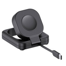 Tragbare Magnetische Ladestation für Watch, Faltbarer Kabelloser Ladeständer mit Einziehbarem Kabel für Watch, Schwarz