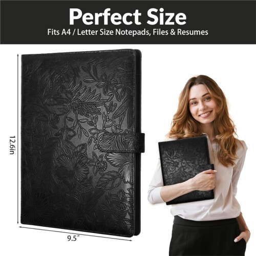 Porte-Documents Professionnel, Classeur en Similicuir Texturé Gaufré pour Bloc-Notes, Carnet de Notes et CV 2