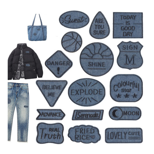 16 peças de remendos autoadesivos bordados DIY para roupas