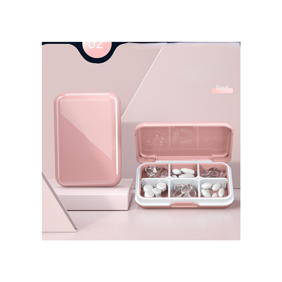Stoyotu (Pink) 6 Grids Portable Pill Box With Removable Compartments Divider Medicine Container Travel Pill Case Storage Organizer Dispenser
