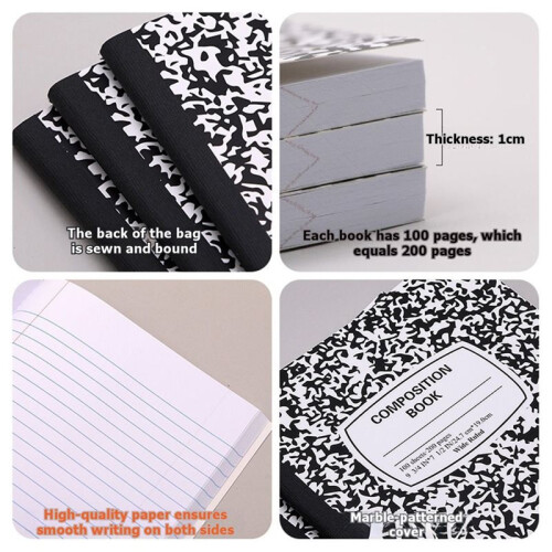 Composition Notebooks, Wide Ruled Paper,190x247mm, Assorted Marble Covers, 6 Per Pack, Different Colors 2