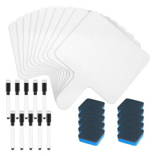 10 Stuks Whiteboarden met Handvat, 20 X 25 cm, Dubbelzijdig, met Antwoordvak, Geschikt Als Schrijfbord voor Thuis of in de Klas
