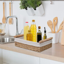 Panier de Rangement en Corde de Papier, Paniers en Osier avec Poignée, Bacs Décoratifs pour Comptoir