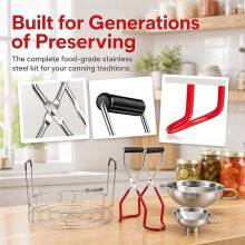 5 Pieces Canning Kit Include 1xCanning Rack 1xJar Lifter Tongs 3xFunnels, Stainless Steel Canning Supplies for Jars
