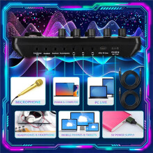2 Pack F998 Live Sound Card Audio Mixer Portable Podcast Audio Interface for Live Streaming, Recording, Gaming