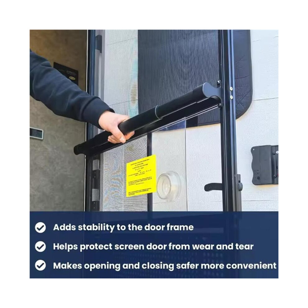 Rv Screen Door Closer Kit Aluminum Grab Bar Adjustable Tension For Trailer Door Locking Protection- Version Black 4711298418502