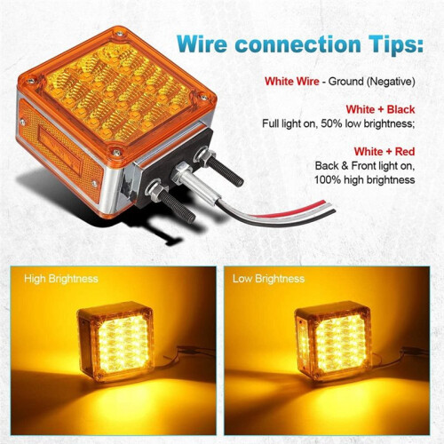 2PCs 60LED Double Face Single Stud Mount Side  Light for Heavy-Duty Trucks 2
