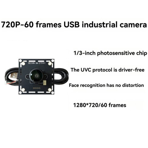 720P 1MP USB Camera Module 60 Frames 160 Wide-Angle Distortion No Driver Required for Facial Recognition 1