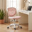Homcom HOMCOM Armless Office Chair with Mesh Back, Pink 1