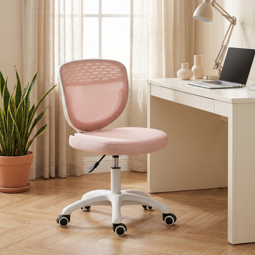 Homcom HOMCOM Armless Office Chair with Mesh Back, Pink