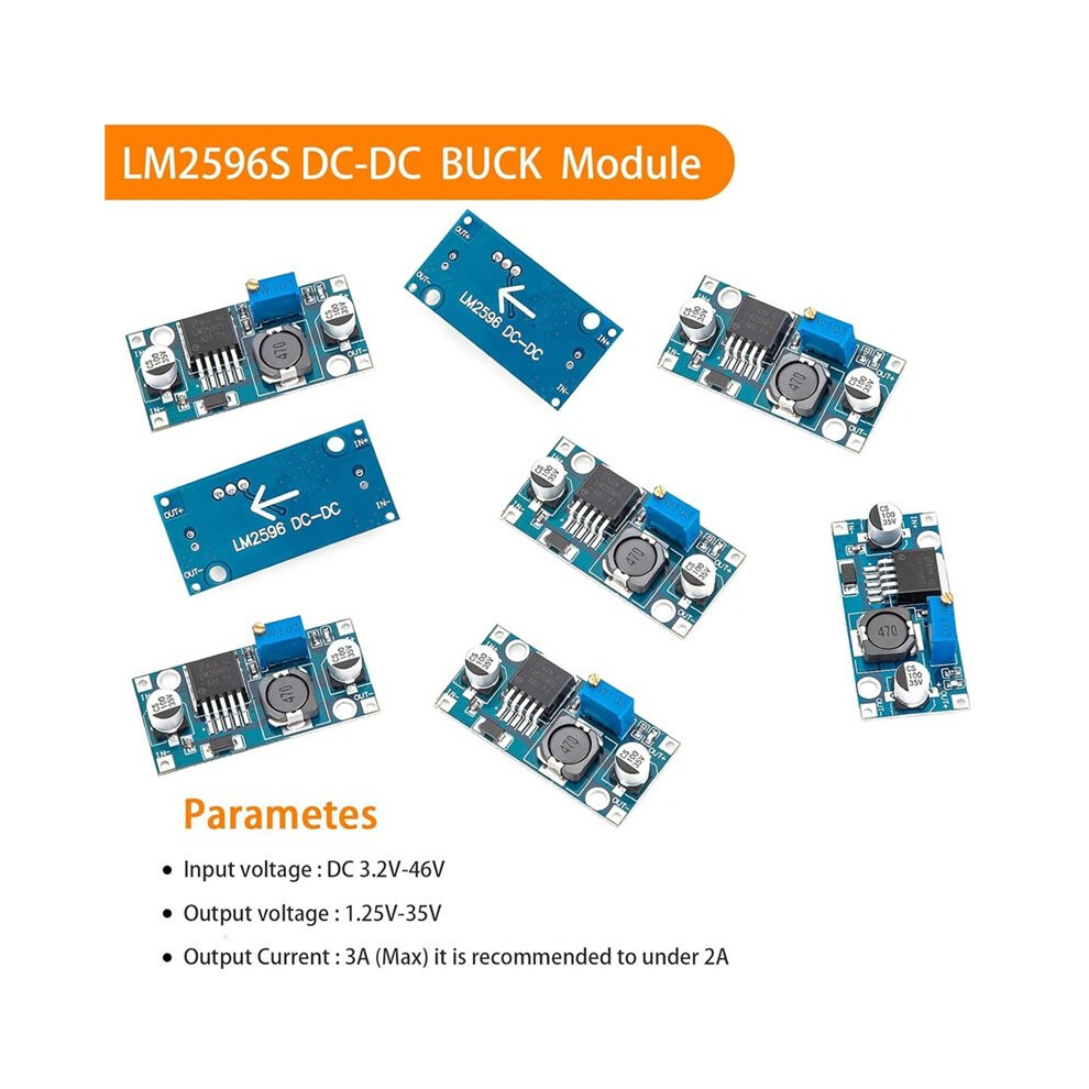 Lm2596 - Buck Converter Module, 8 Pack Adjustable Voltage Regulator, 3.2V-40V Input, 1.25V-35V Output 4711832211187