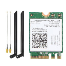 Carte Réseau Sans Fil WiFi AC 7260NGW avec Antenne 8 DB, Double Bande 2,4 GHz/5 GHz, 4.0, Norme 802.11ac, Portée 1200 M, pour Ordinateurs