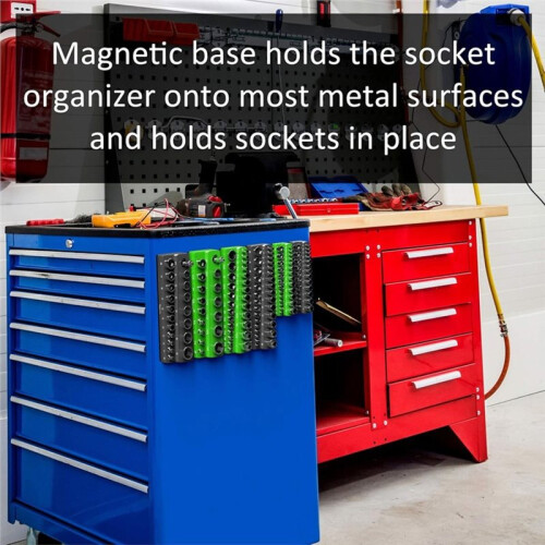 Magnetic Socket Organizer Set, 3-Piece Metric Drive Holders, Strong Magnetic Tool Tray 2
