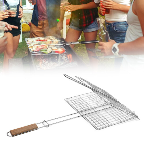 Chrome Steel BBQ Grill Basket Rustproof 2