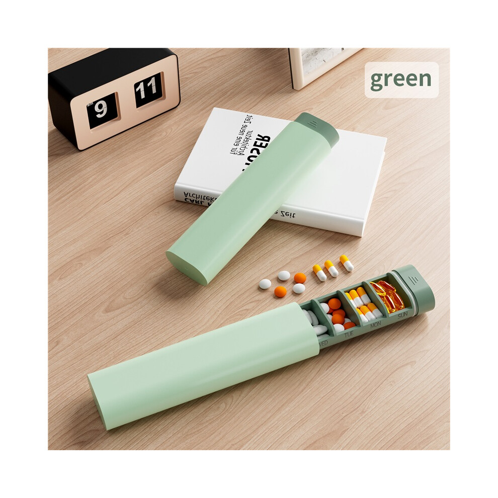 Stoyotu Green (Green) Portable Weekly 7 Day Pill Box Organizer Daily Container Medicines Box Pill Cases For Vitamin Fish Oils Or Supplements